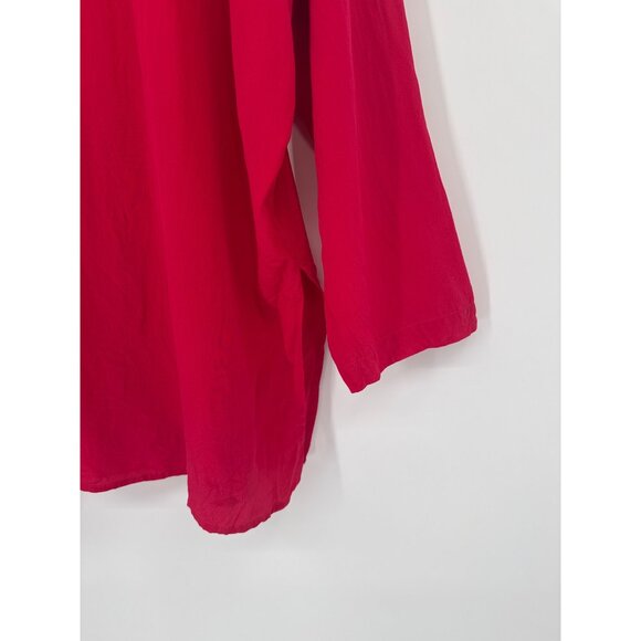 Diane Gilman Womens top tunic size 3X Red washable Silk Long Sleeve Blouse - Picture 4 of 5